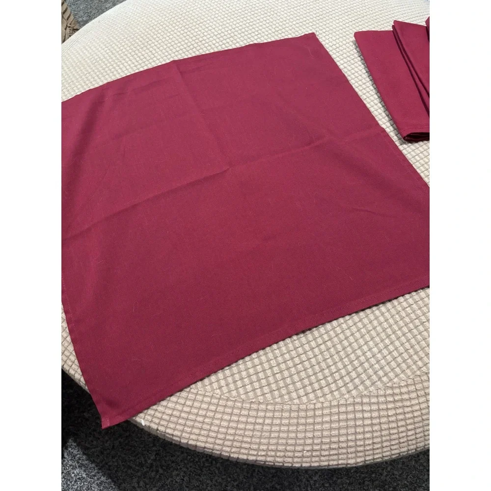 Set of 10 Burgundy Cloth Napkins Solid Red Wine Dinner Table Linens Square